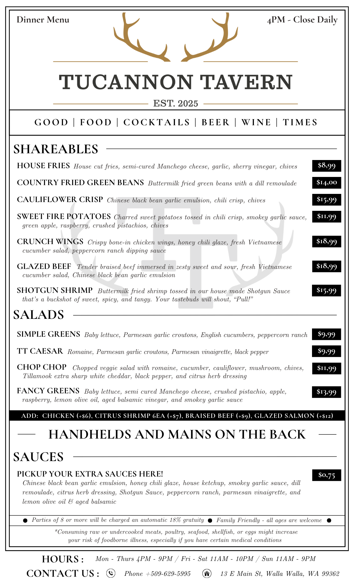 Dinner Menu