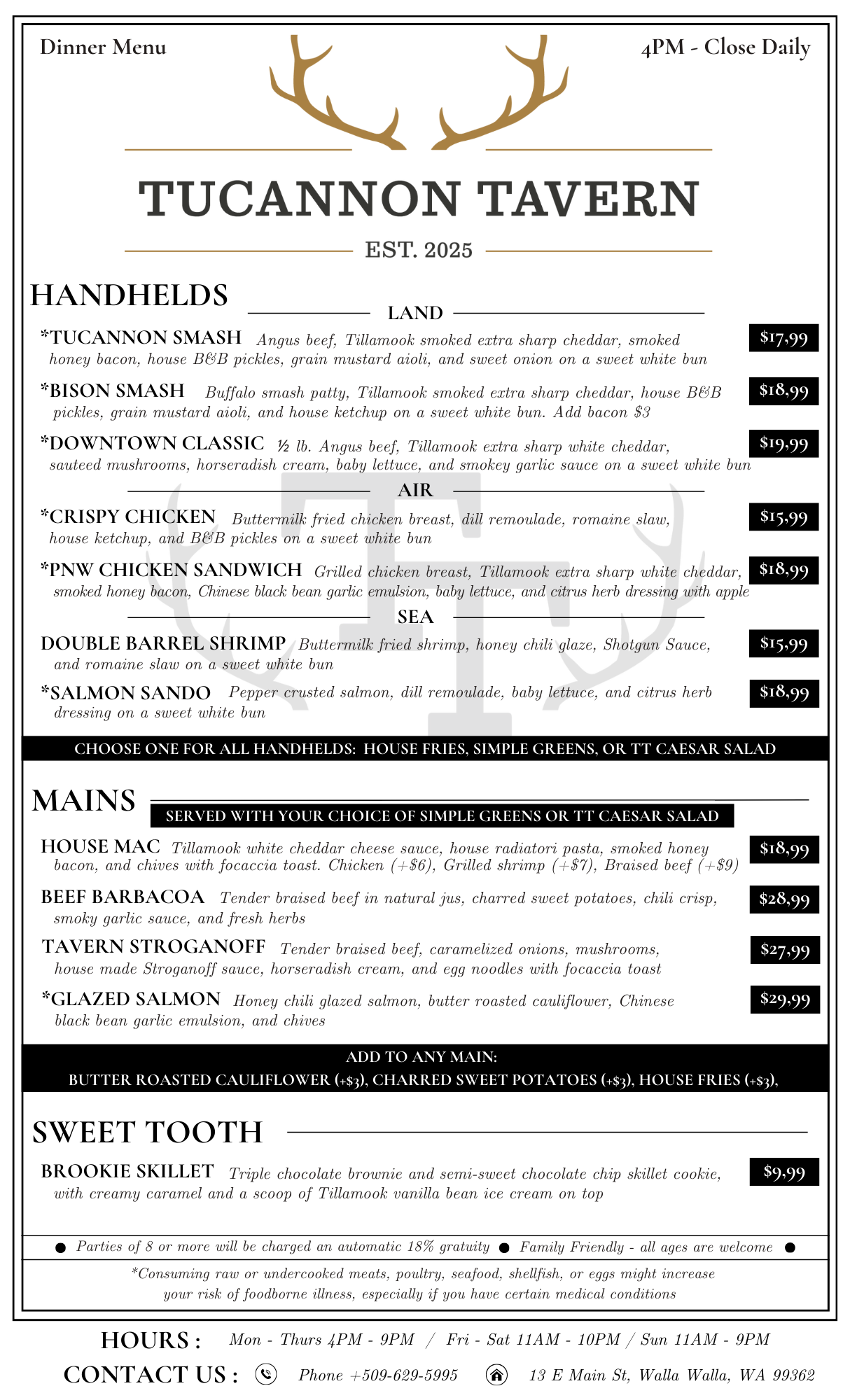 Dinner Menu